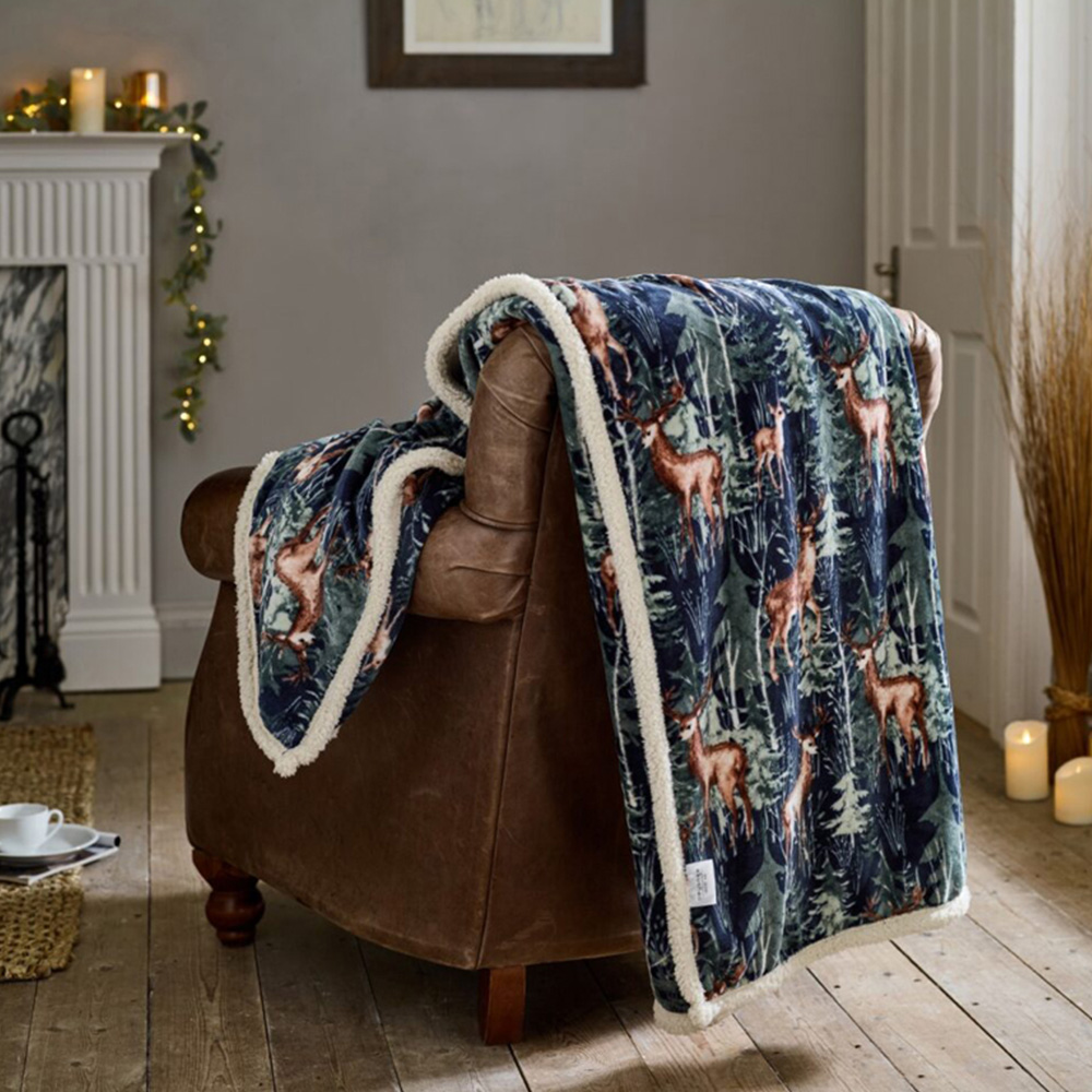 Deyongs Navy Stag Throw 140 x 180cm Image 2