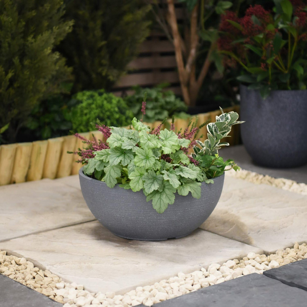 Garden Gear Dark Grey Bayadere Bowl Planter 35cm 3 Pack Image 2