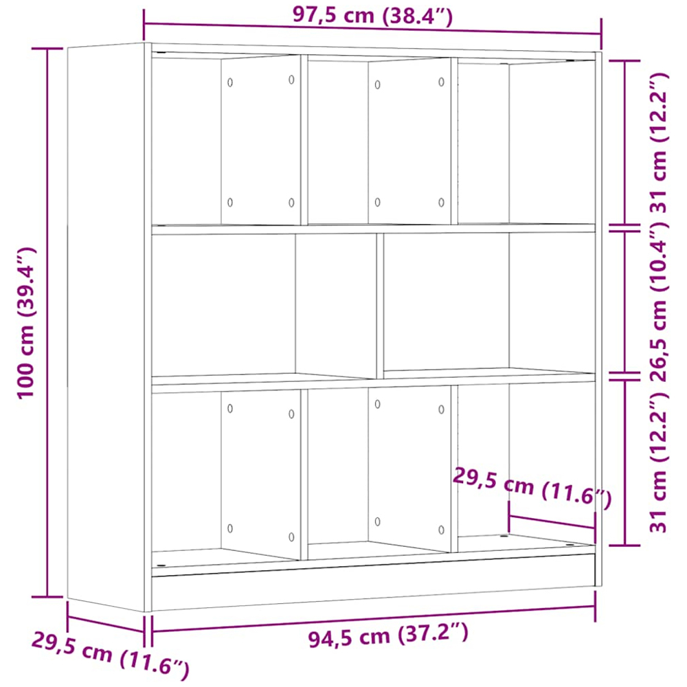vidaXL 8 Shelf Old Wood Bookcase Image 9
