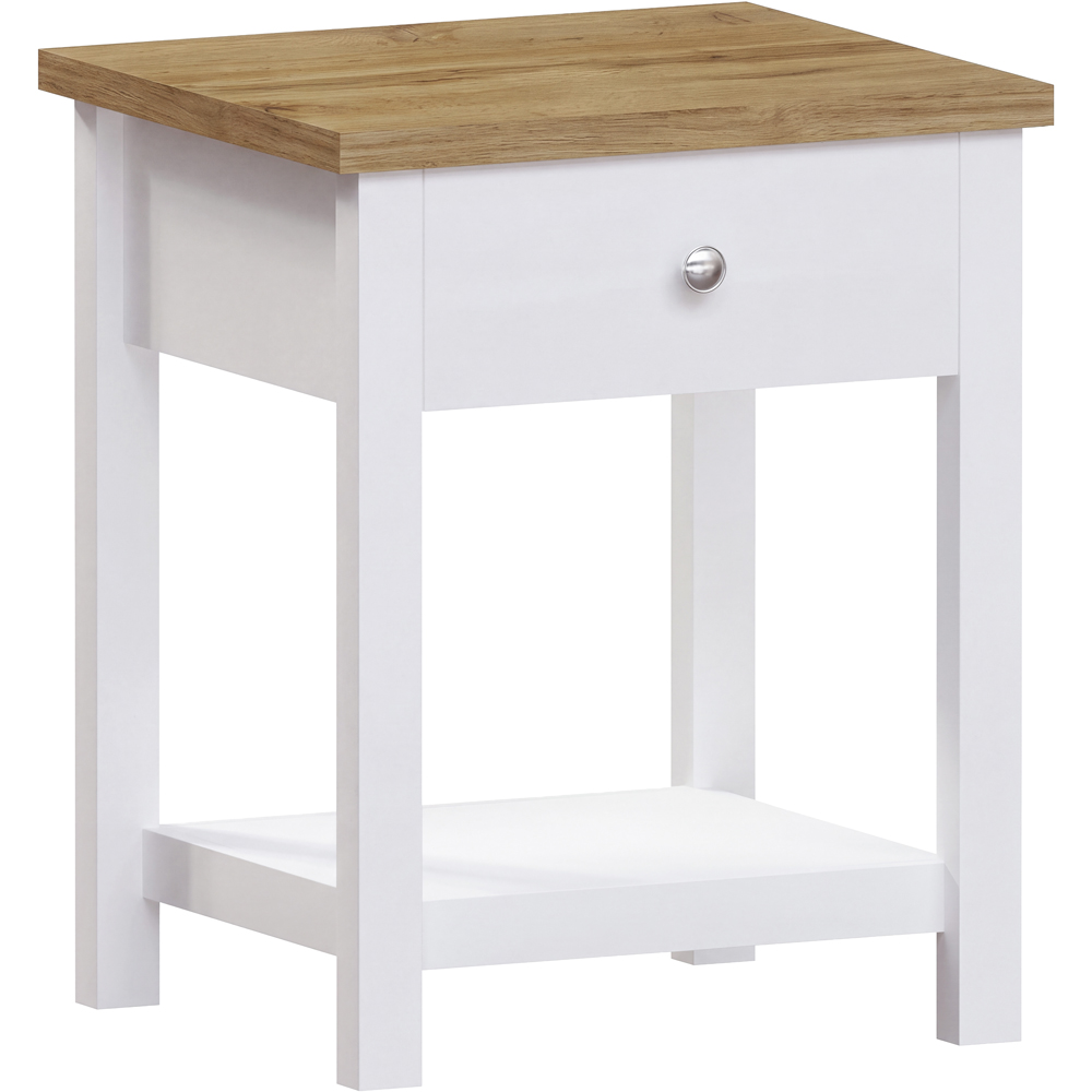 VIDA DESIGNS Arlington Single Drawer White Bedside Table Image 2