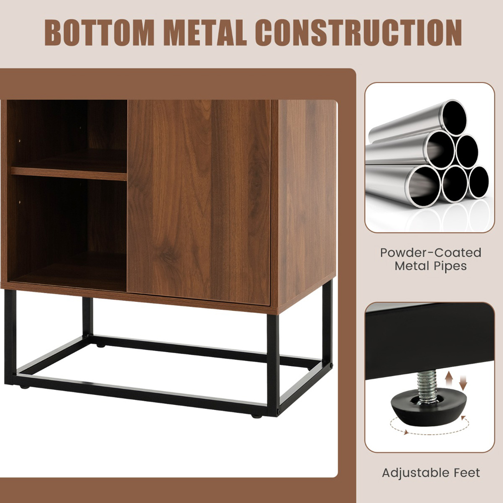 Costway 3 Shelf Walnut Wine Cabinet Image 6