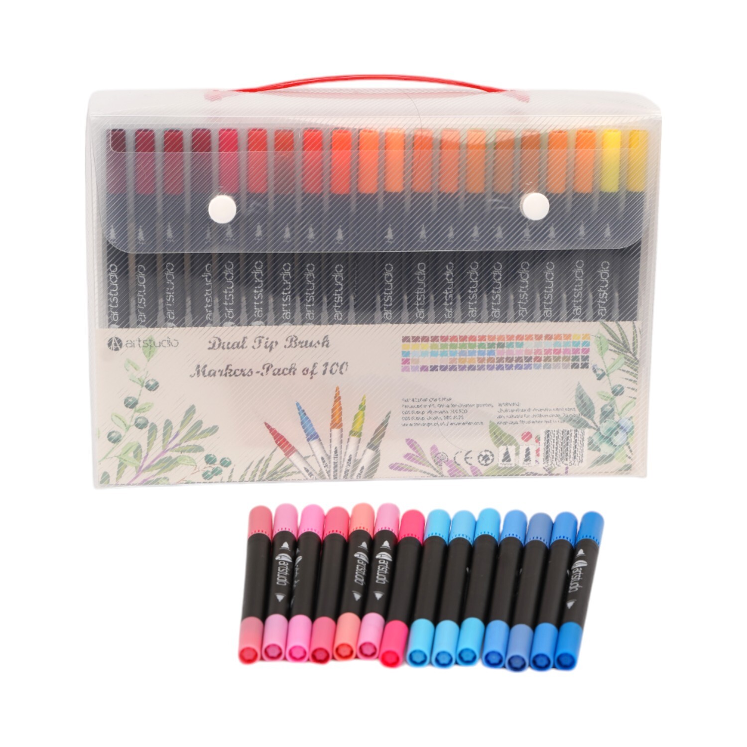 Pack of 100 Dual Tip Brush Markers - Multicolour Image 4