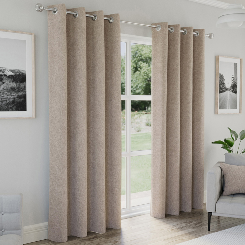Enhanced Living Austin Natural Blackout Eyelet Thermal Curtains 168 x 229cm Image 1