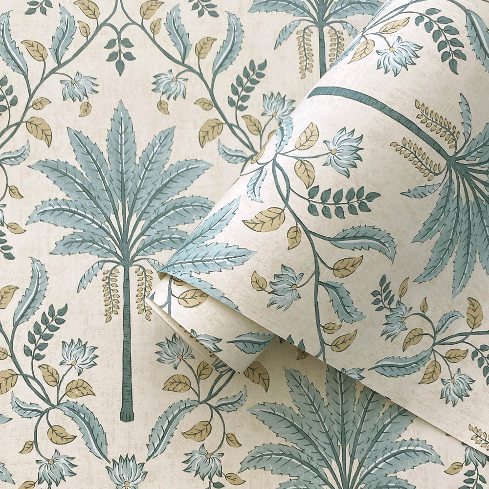 Holden Decor Palm Trellis Blue Wallpaper Image 2