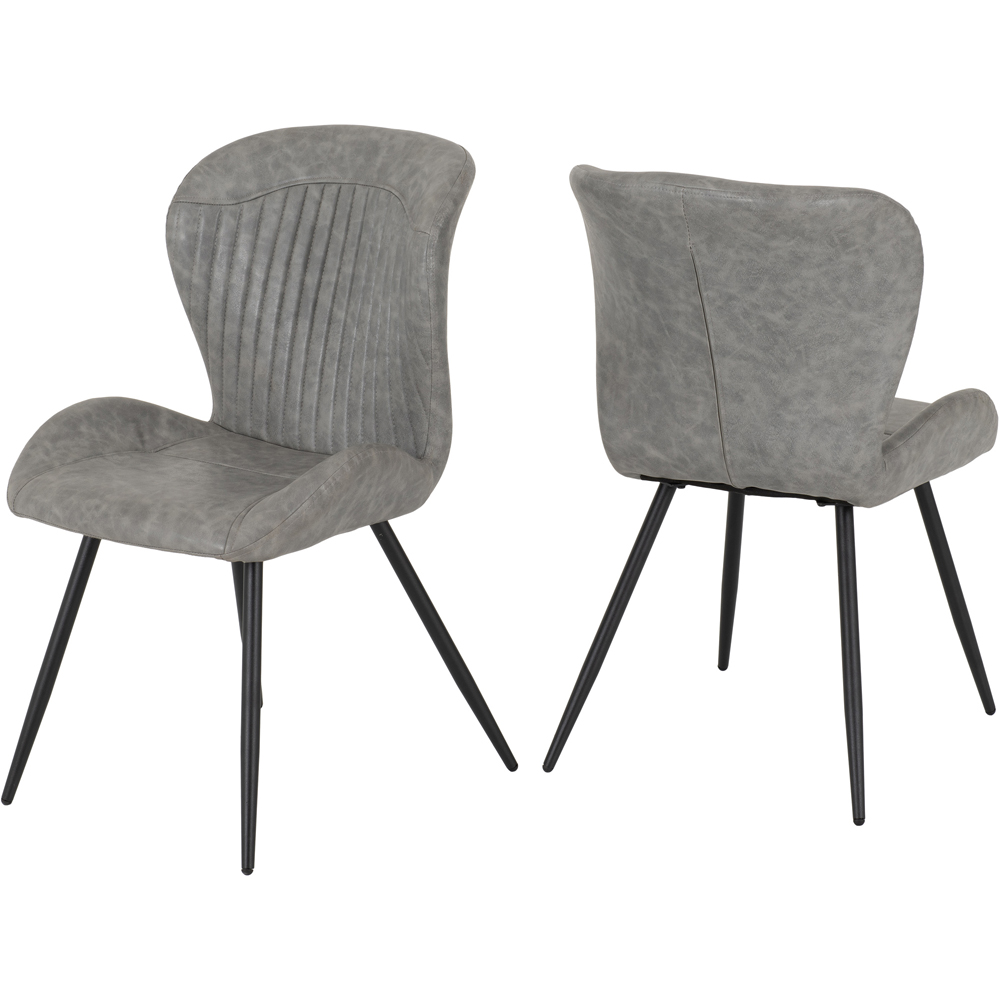 Seconique Treviso PU 4 Seater Quebec Dining Set Light Oak and Grey Image 6