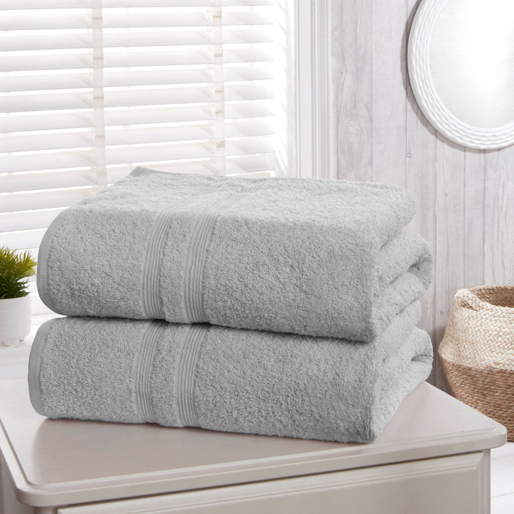 Rapport Home Camden Super Soft Combed Cotton Silver Bath Towel 2 Pack Image 2