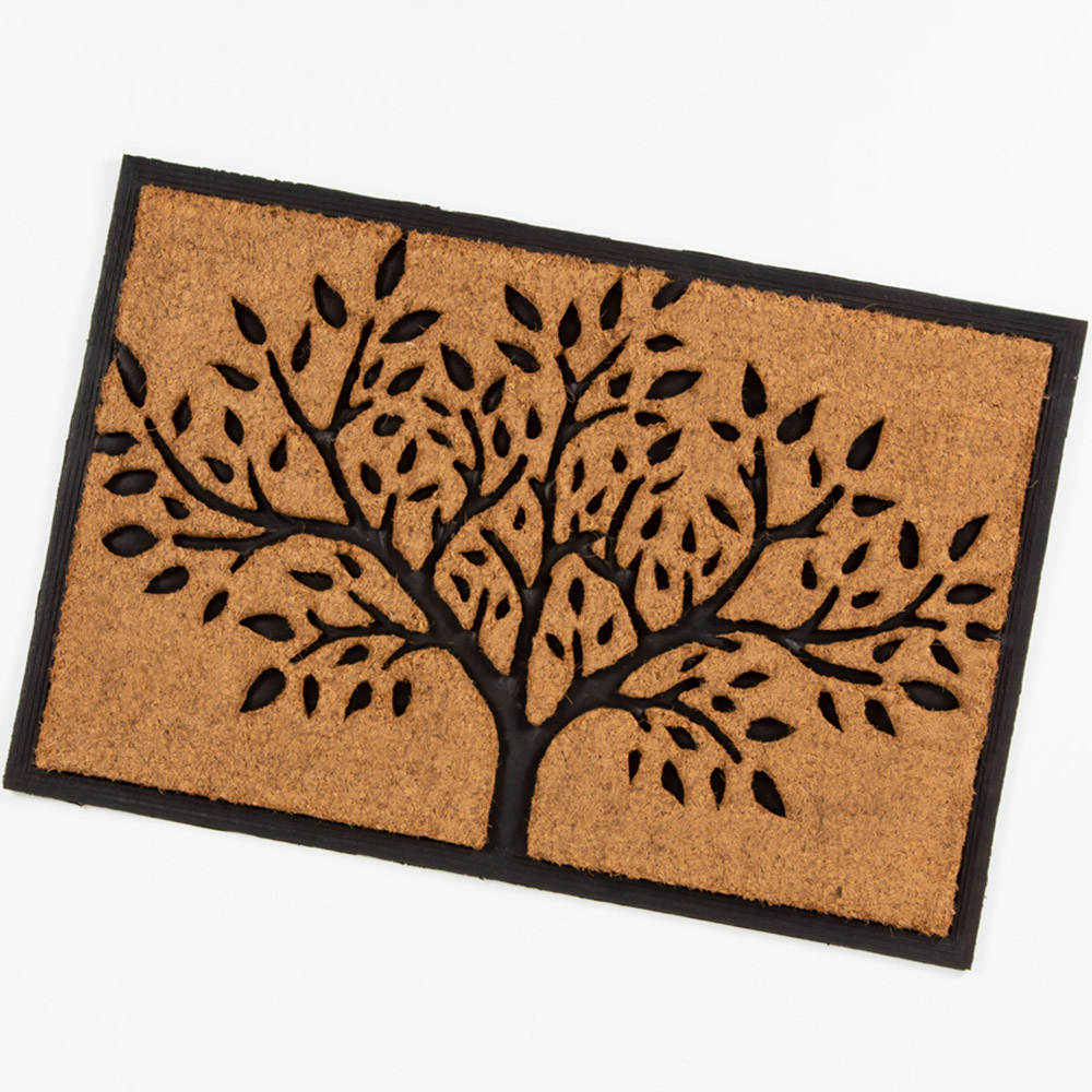 Eselle Chadderton Tree of Life Natural and Black Coir Door Mat 60 x 90cm Image 3