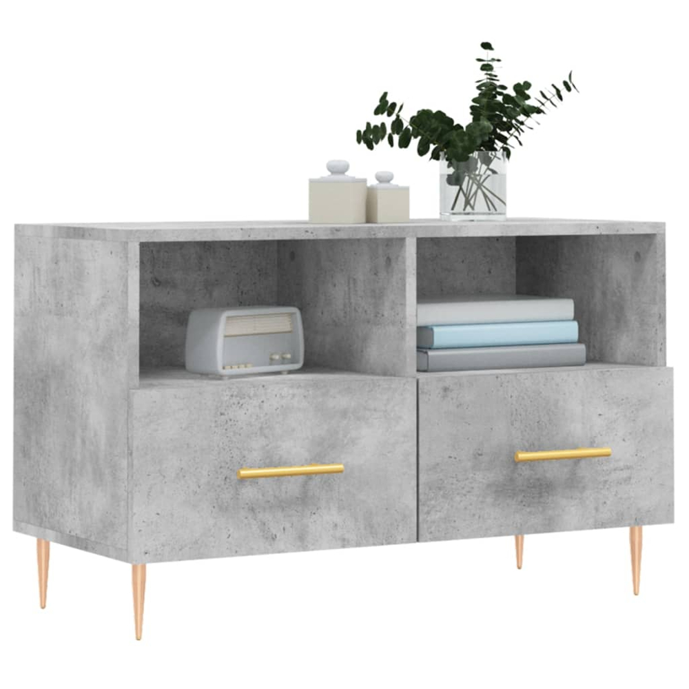 vidaXL 2 Drawer 2 Shelf Concrete Grey TV Cabinet Image 3
