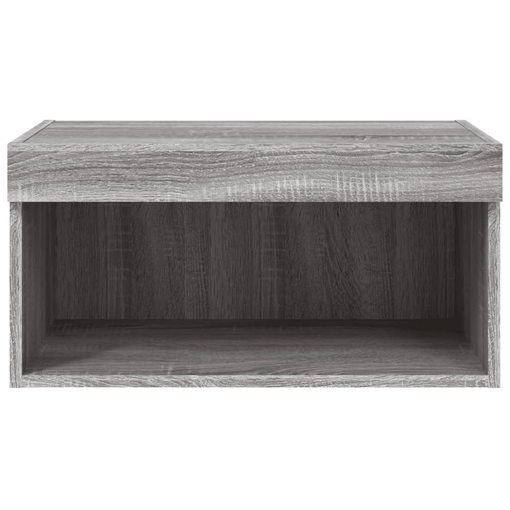vidaXL Single Shelf Grey Sonoma Wall Mounted TV Cabinet with RGB LED Lights Image 3