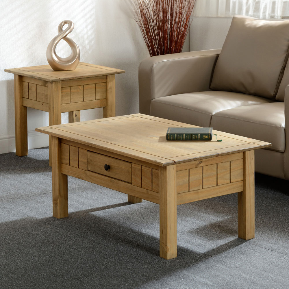 Seconique Panama Single Drawer Natural Wax Coffee Table Image 8