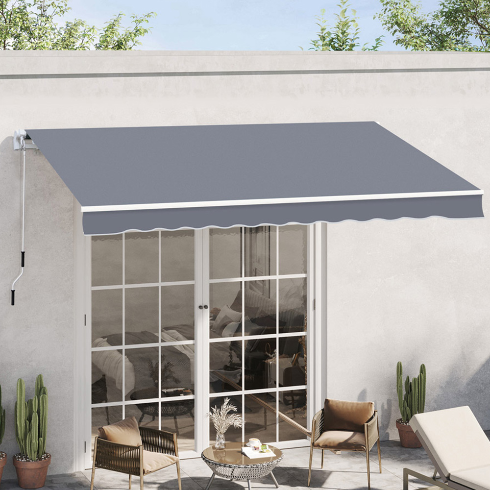 Outsunny Grey Manual Retractable Awning 4 x 3m Image 1