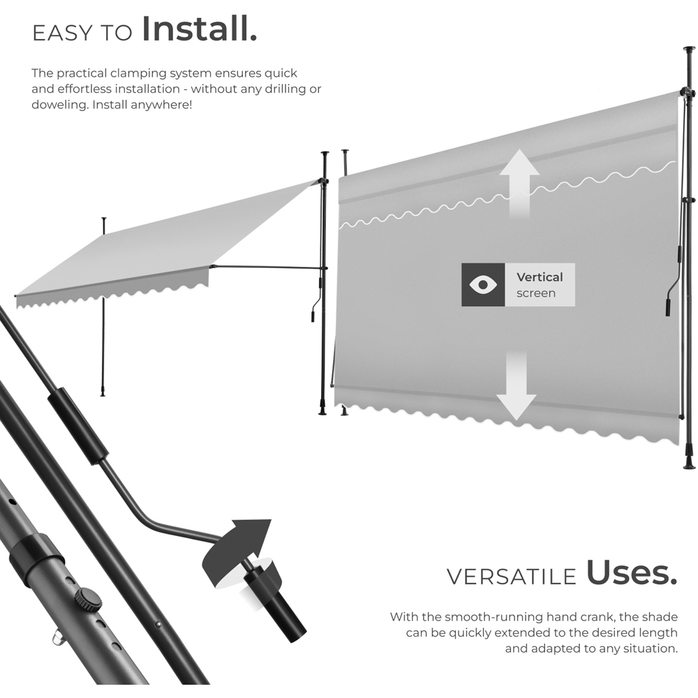 tectake Light Grey Retractable Awning 4 x 1.8m Image 3