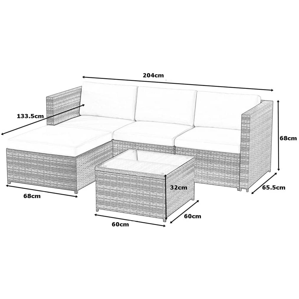 Rupert 4 Seater Grey Rattan Outdoor L-Shape Corner Sofa Set Image 5