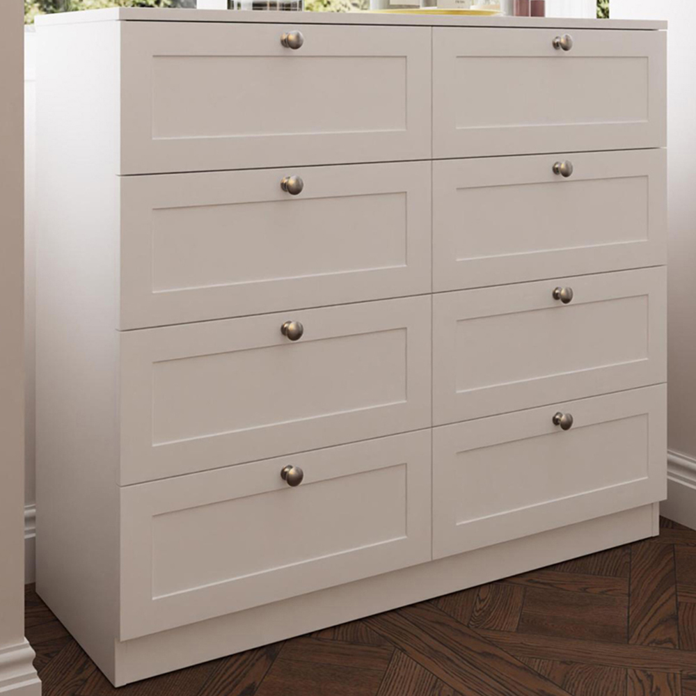 FWStyle Artus 8 Drawer White Panelled Chest of Drawers Image 1