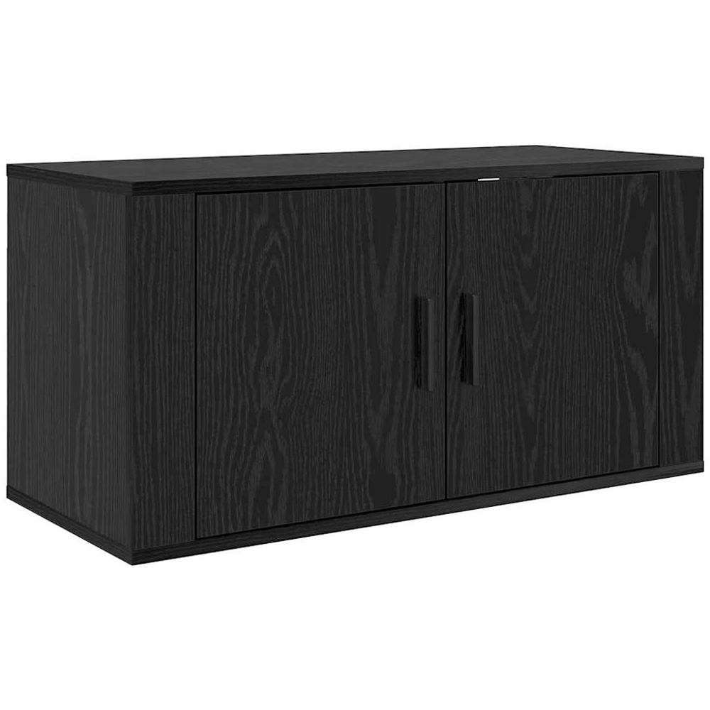 vidaXL 2 Door Black Oak Wall Mounted TV Unit Set of 3 Image 5