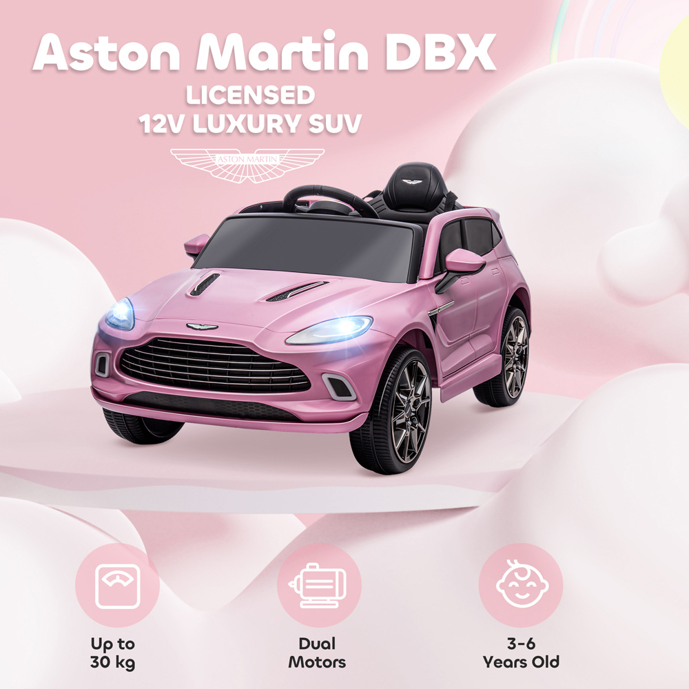 Tommy Toys Pink Aston Martin DBX Licensed Kids Electric Car with Remote 12V Image 4