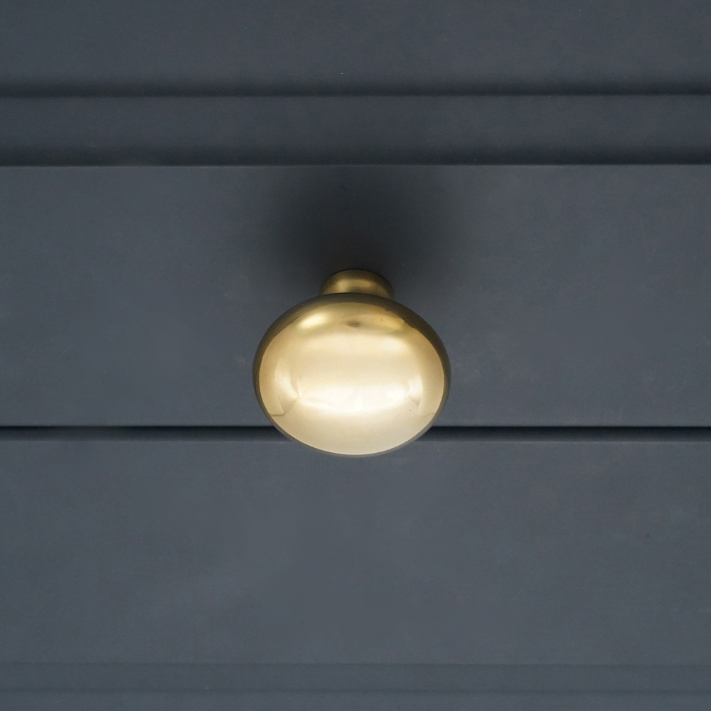 Spira Brass Mushroom Polished Brass Unlacquered Large 38mm Cupboard Knob Image 2