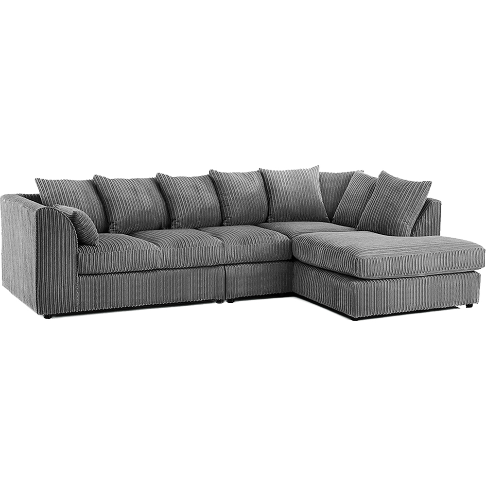 Luxor 4 Seater Grey Jumbo Cord Right Hand Facing Scatter Back L Shaped Corner Sofa Set Image 2