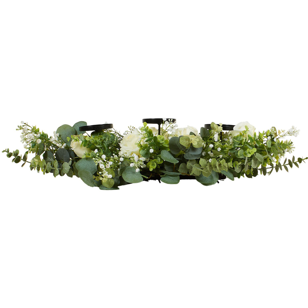 Floral Triple Centrepiece Candle Holder Green Image 3