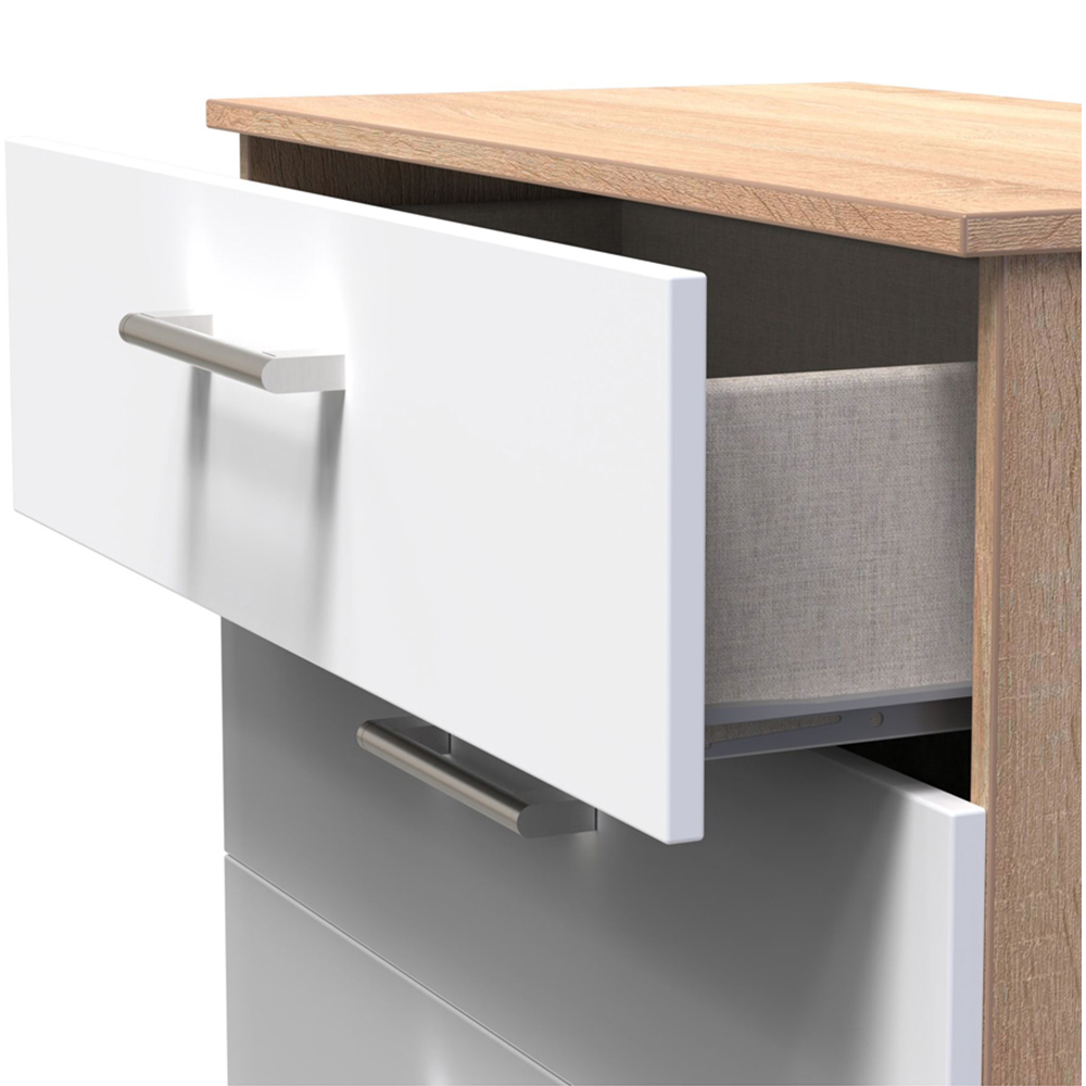 Crowndale Devon 4 Drawer White Matt and Bardolino Oak Deep Chest of Drawers Ready Assembled Image 6