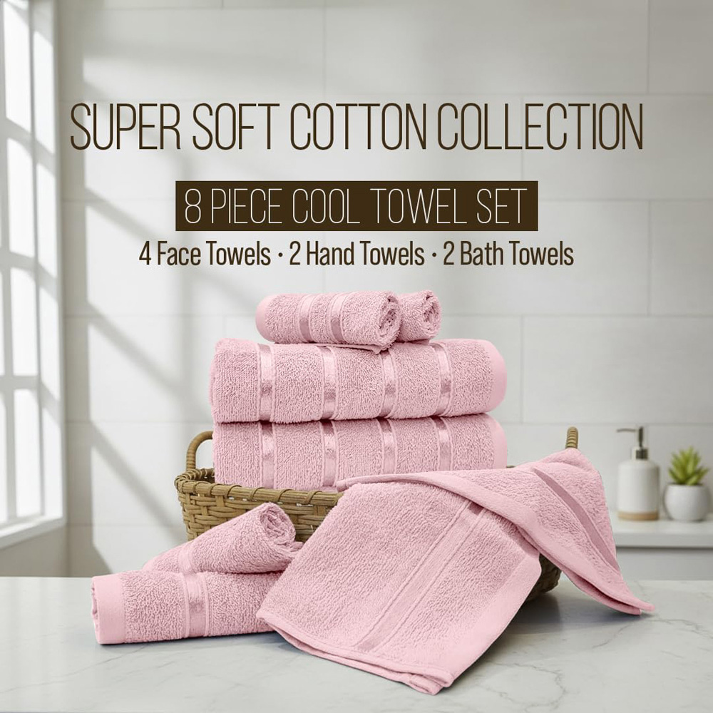 Smart Living Boston 8 Piece Pink Towel Bale Set Image 7