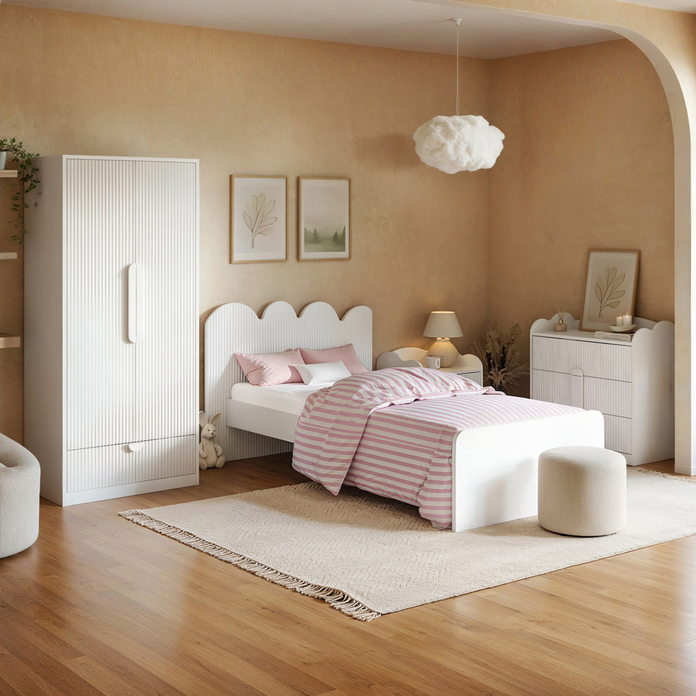 Flair Calista Single White Ribbed Bed Image 5
