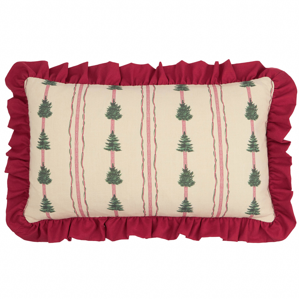 Furn Wylder Spruce Stripes Dark Red Christmas Cushion 30 x 50cm Image 1