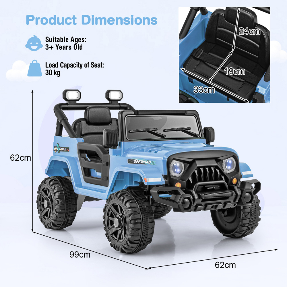 Costway Kids Blue Ride On Truck with Remote Control and 3 Speeds 12V Image 7