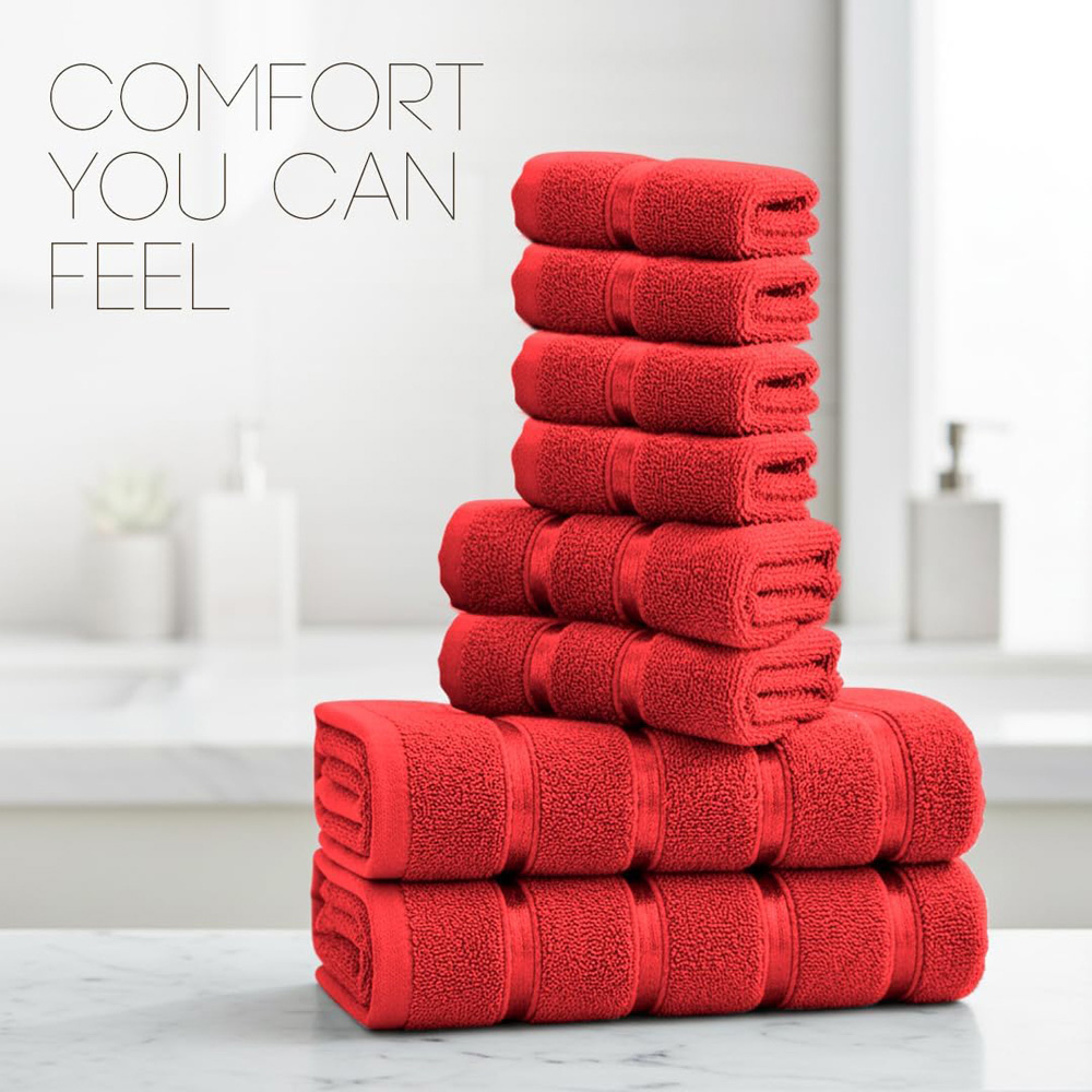 Smart Living Boston 8 Piece Red Towel Bale Set Image 6