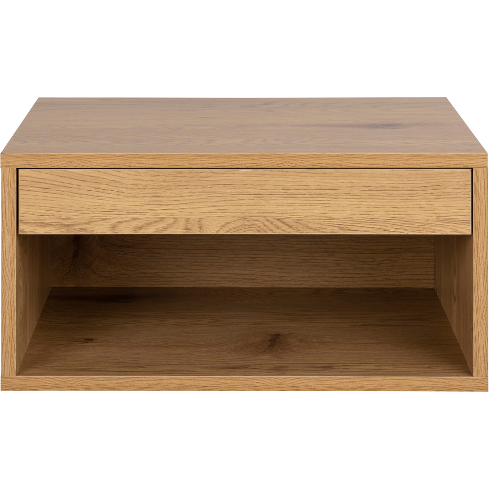 Florence Cholet Single Drawer Single Shelf Oak Square Bedside Table Image 3