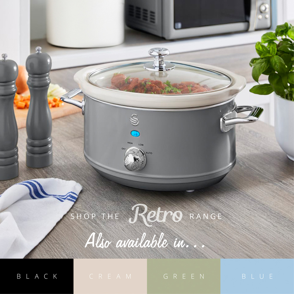 Swan SF17021GRN Retro Grey 3.5L Slow Cooker Image 6
