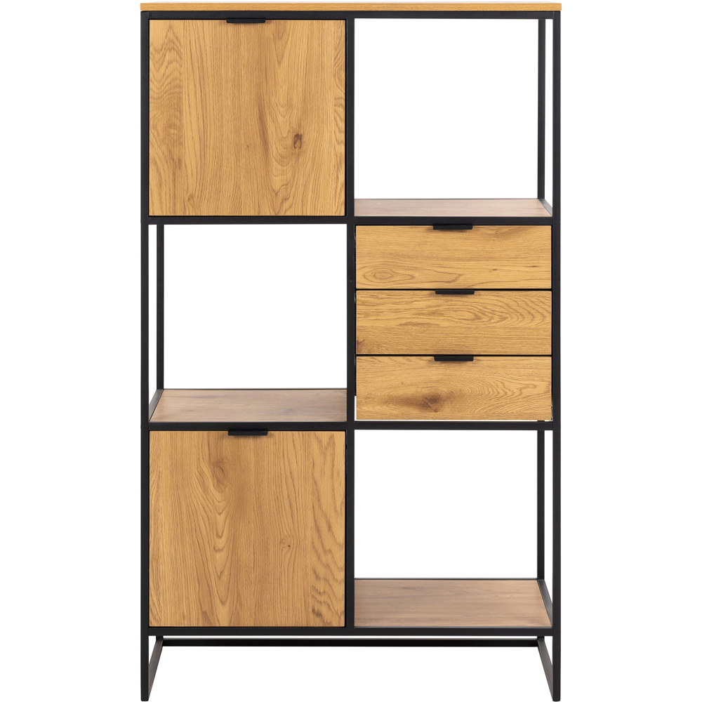 Florence Swindon 2 Door 3 Drawer 3 Shelf Oak and Black Bookcase Image 3