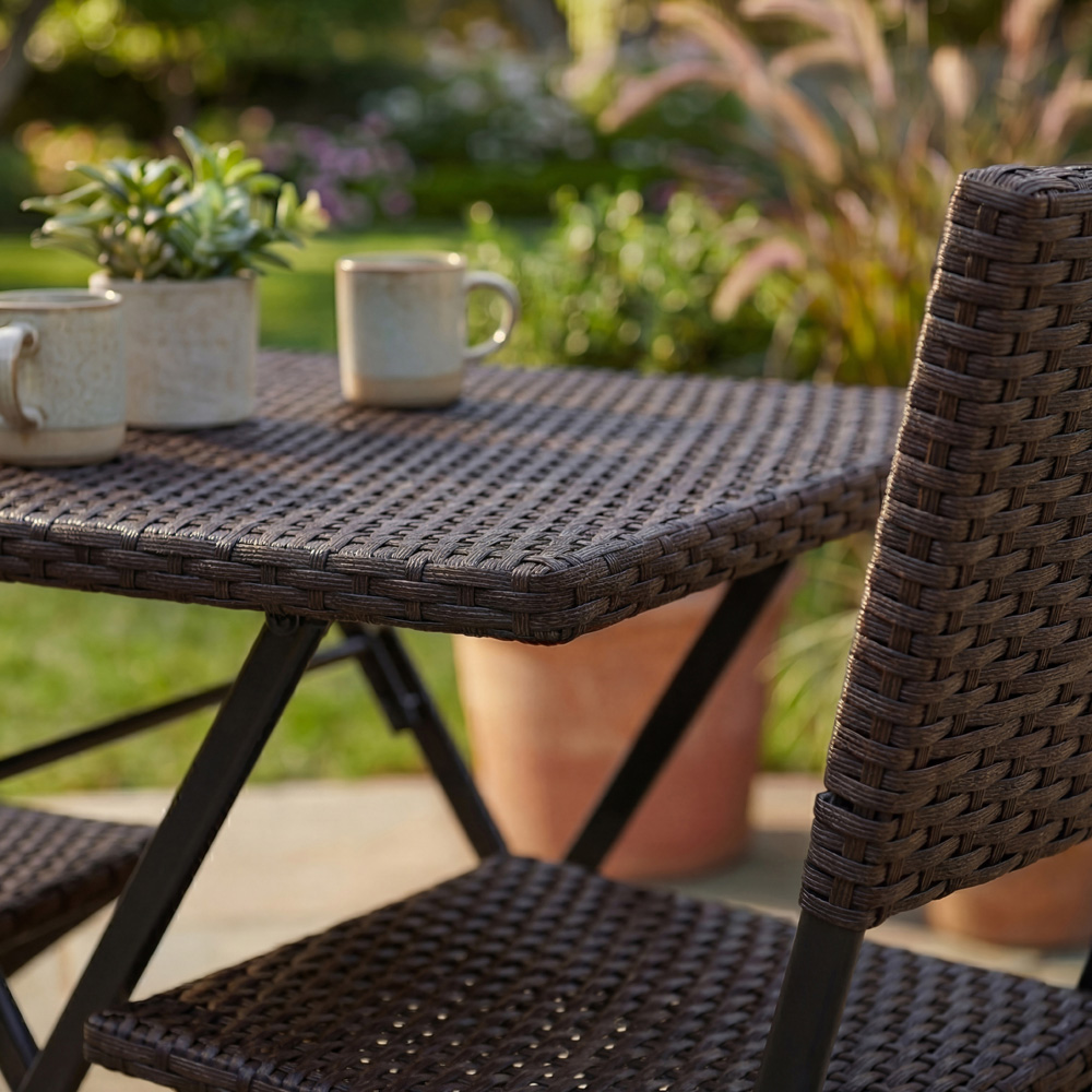 GARDEN VIDA Capri Rattan Effect 2 Seater Bistro Set Brown Image 5