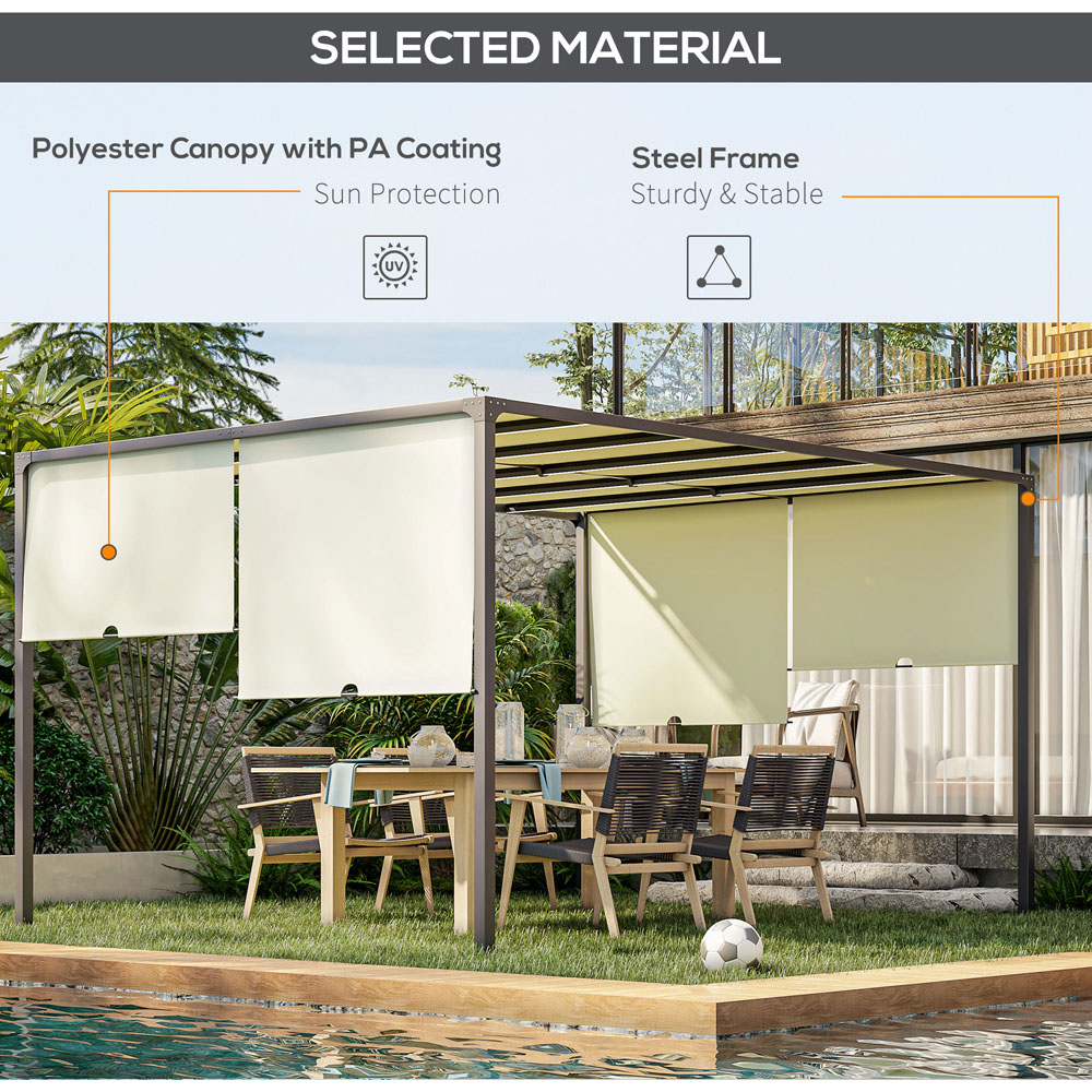 Outsunny 3 x 4m Cream White Garden Pergola with LED Lights Image 6