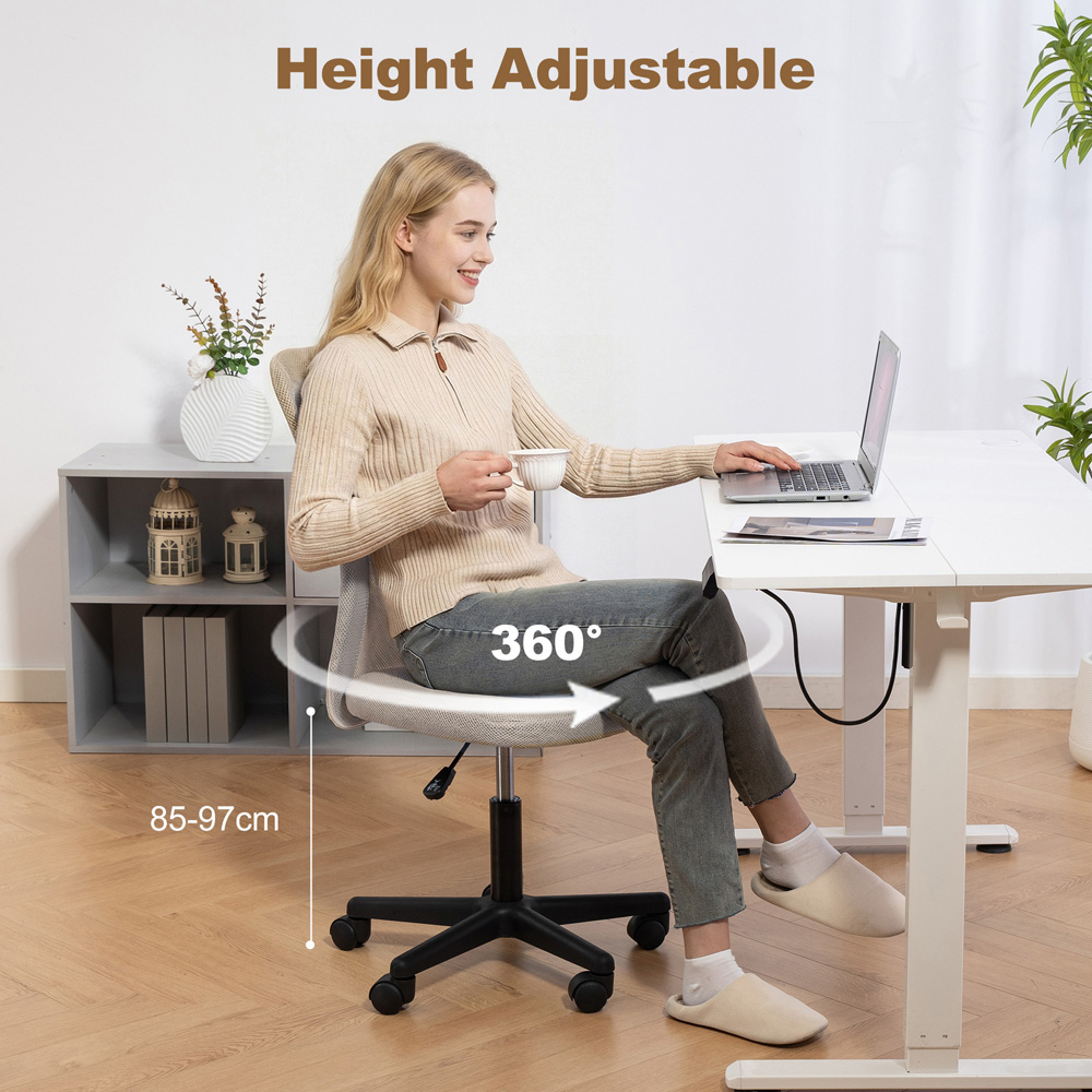 Vinsetto Beige Adjustable Armless Swivel Office Chair Image 4