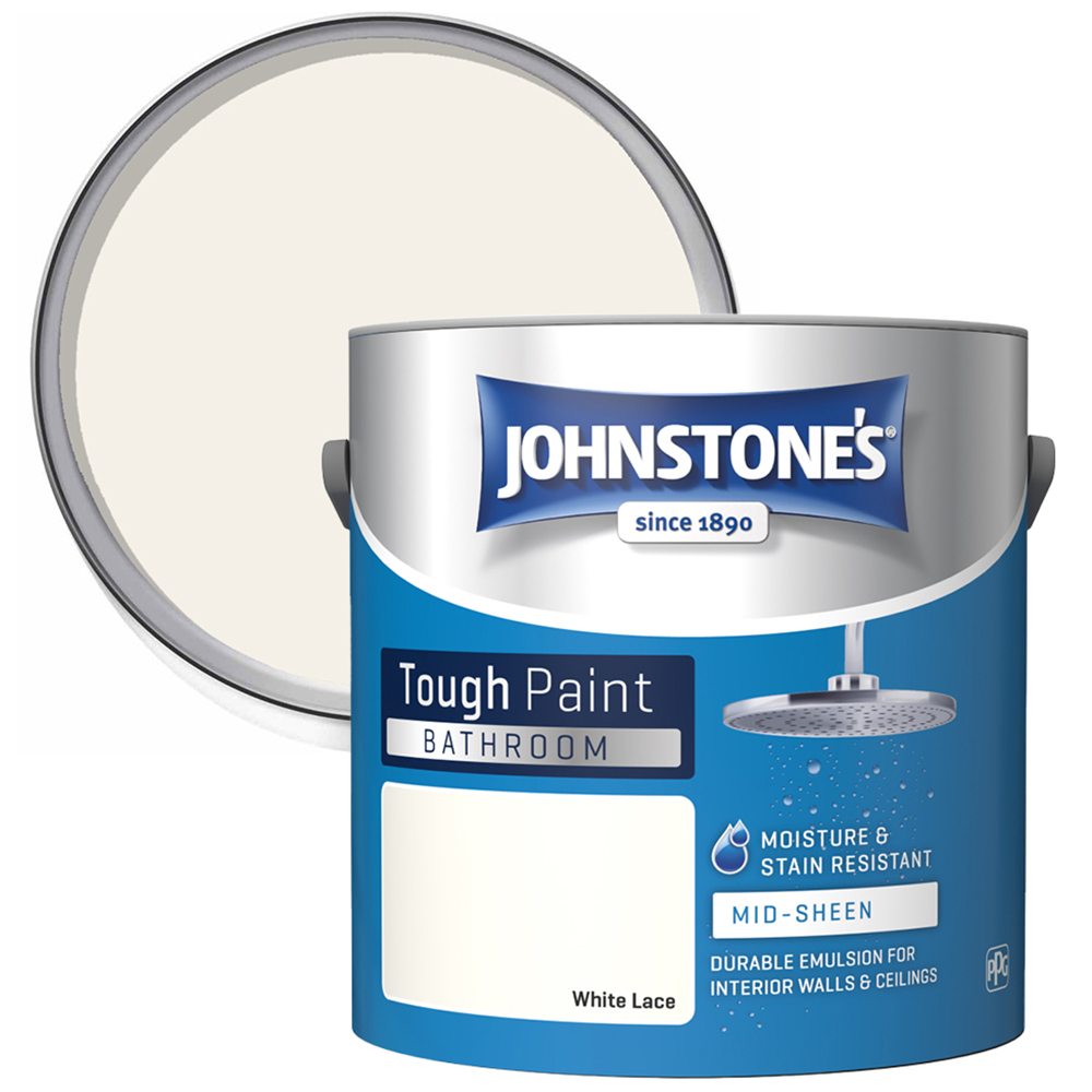 Johnstone's Bathroom White Lace Mid Sheen Emulsion Paint 2.5L Image 1