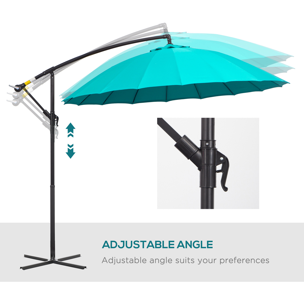 Outsunny Turquoise Crank Handle Cantilever Shanghai Parasol with Cross Base 3m Image 5