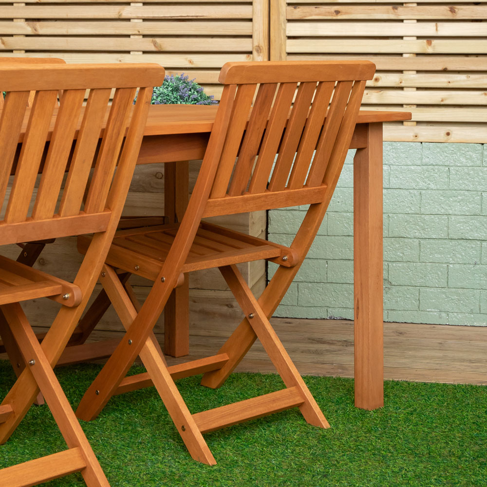 Samuel Alexander 4 Seater Wooden Rectangular Dining Set with Cream Parasol and Base Image 4