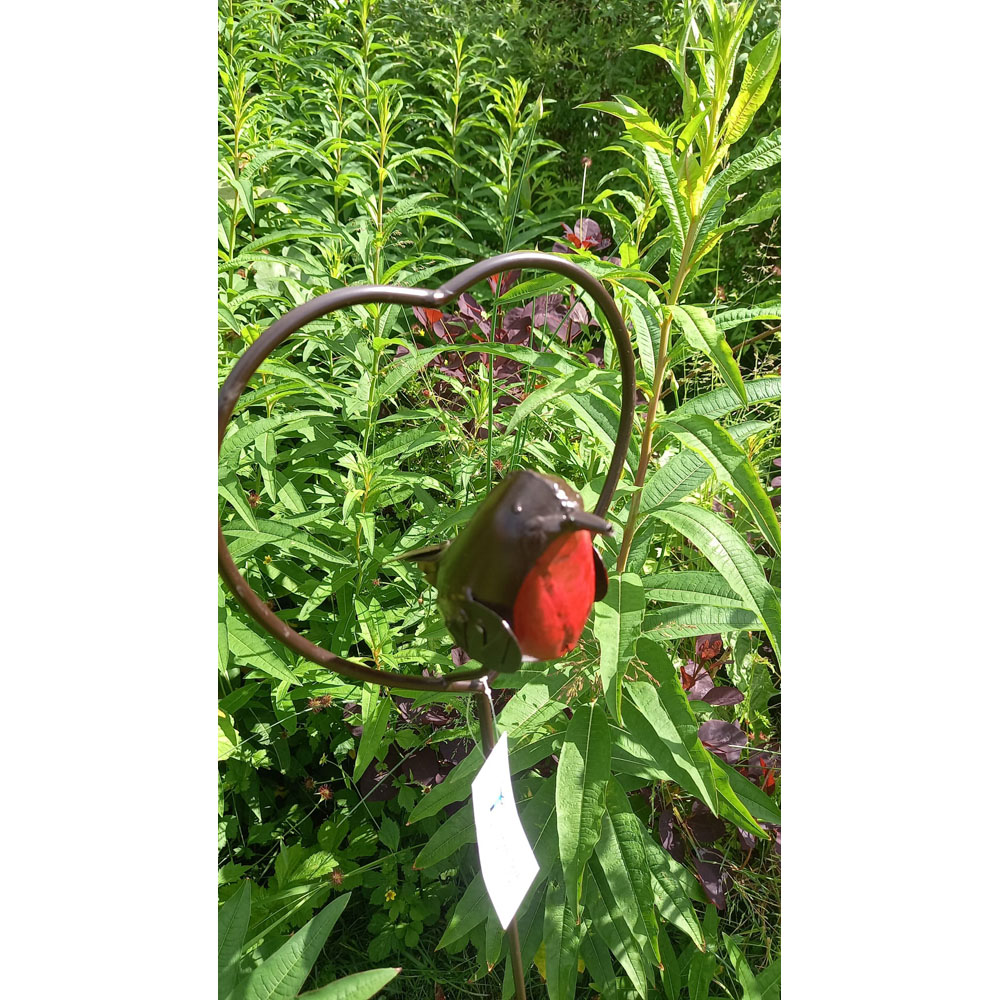 Inspirational Gifting Red Robin in a Heart Garden Plant Stake 1m Image 5