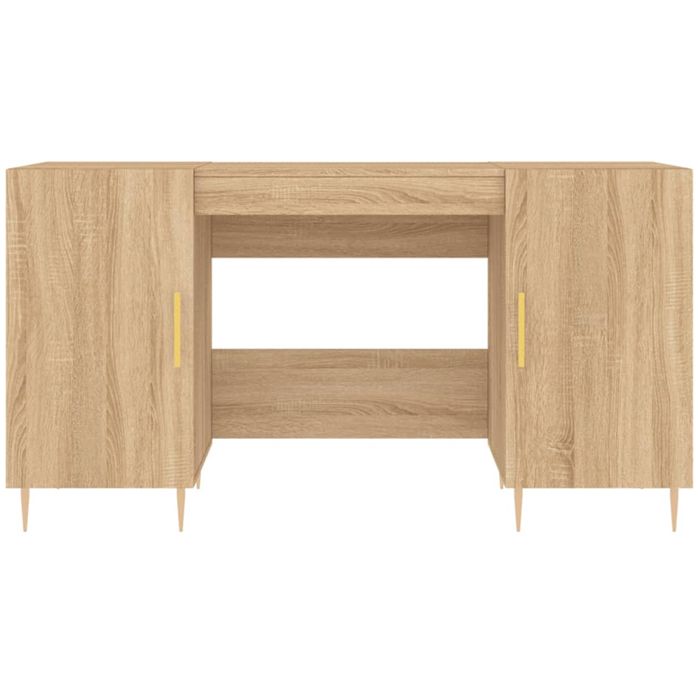vidaXL 2 Door Computer Desk Sonoma Oak and Gold Image 6