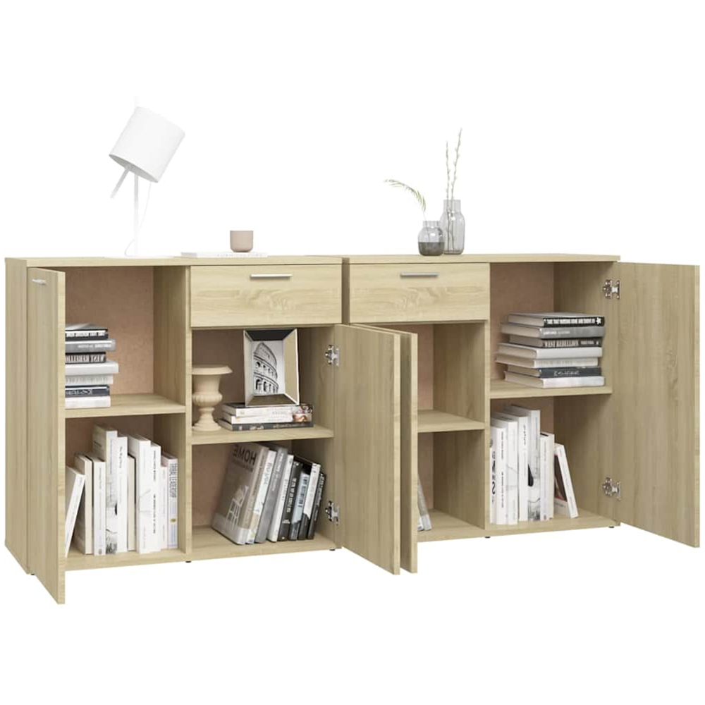 vidaXL 4 Door 2 Drawer Sonoma Oak Sideboard Image 5