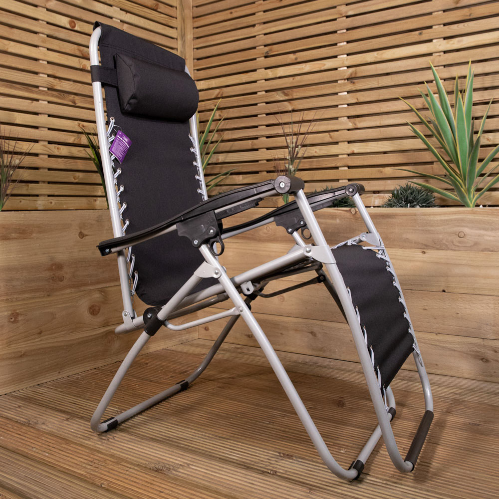 Samuel Alexander Black and Silver Multi Position Garden Sun Lounger Image 2