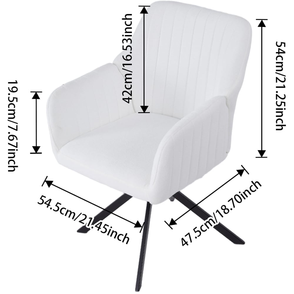 Living and Home White Teddy Fleece Upholstered Swivel Chair Image 8