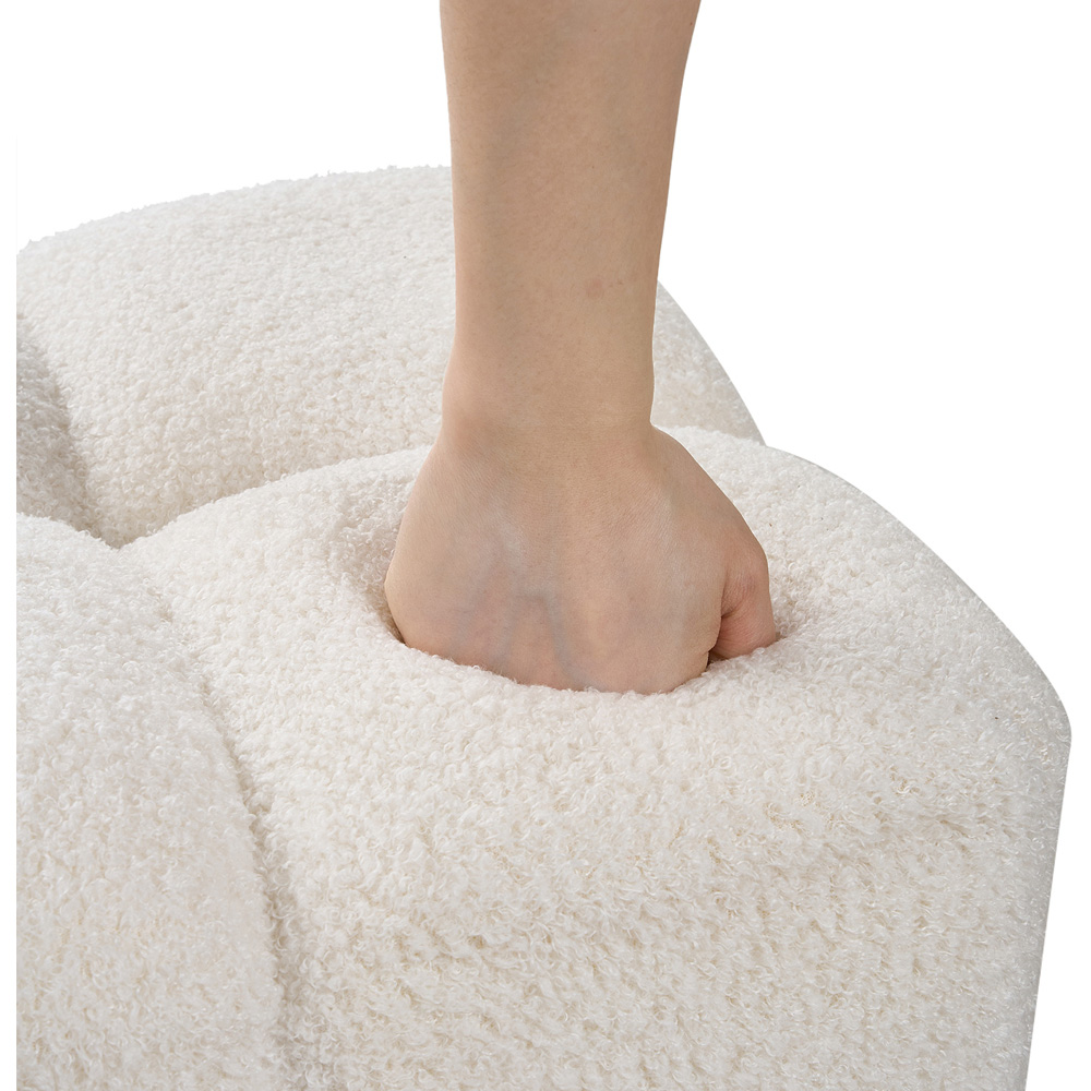 Living and Home White Teddy Fleece Segmented Storage Ottoman with Lift-Up Lid Image 6