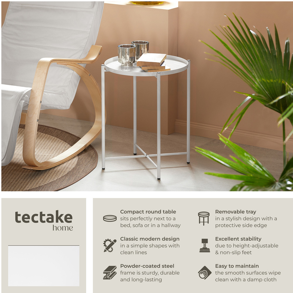 tectake Chester White Round Bedside Table Image 3