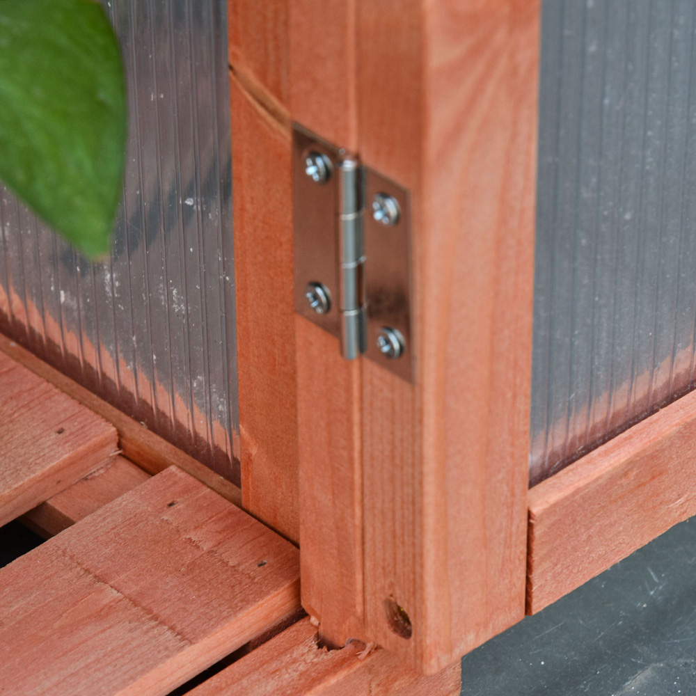 Outsunny 3 Shelf Orange Wooden Polycarbonate 2.6 x 1.5ft Cold Frame Greenhouse Image 3