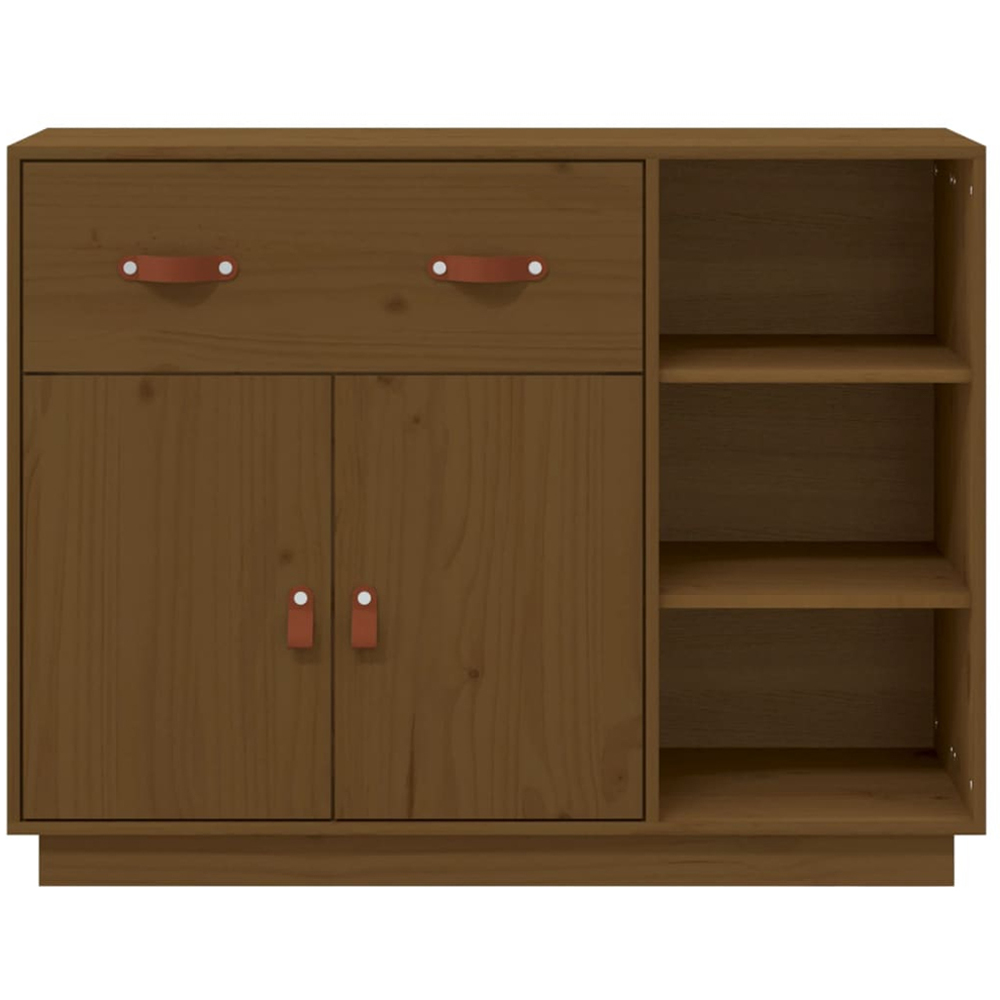 vidaXL 2 Door Single Drawer 3 Shelf Honey Brown Sideboard Image 5