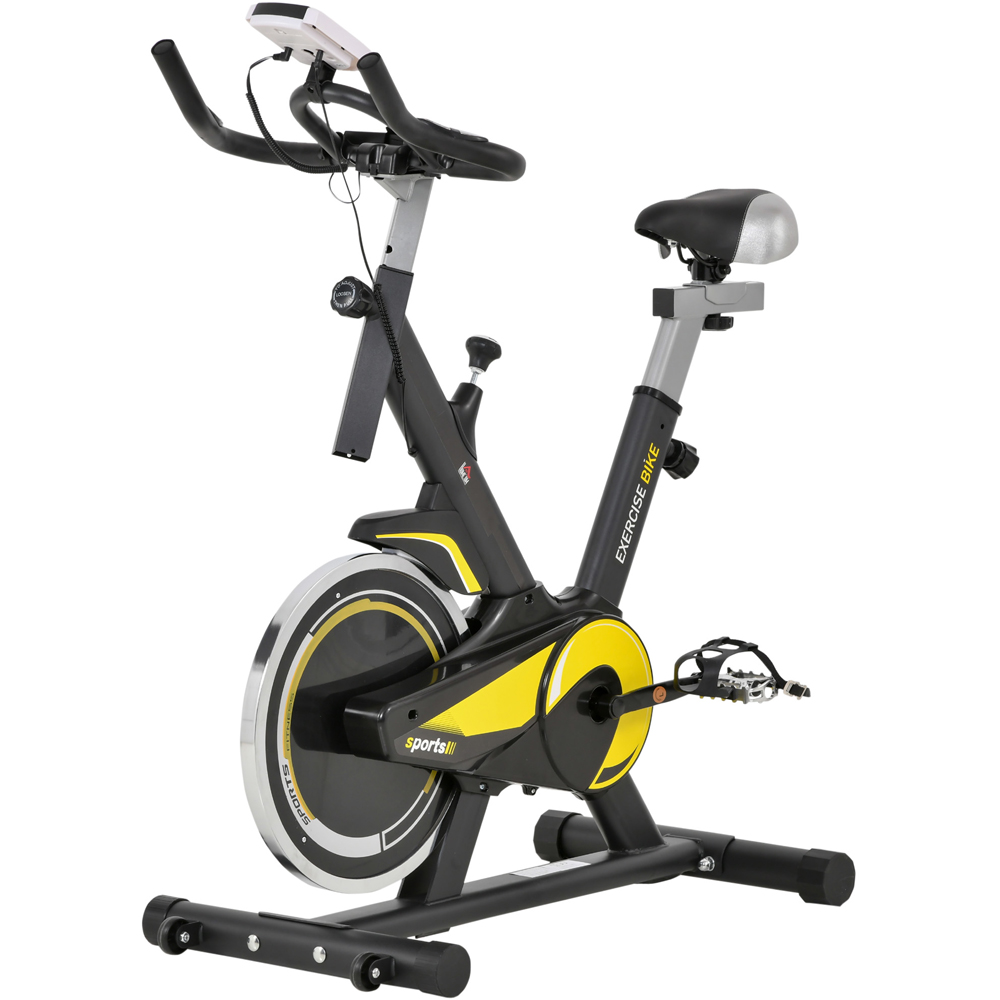HOMCOM Black and Yellow Adjustable Resistance Exercise Bike Image 1