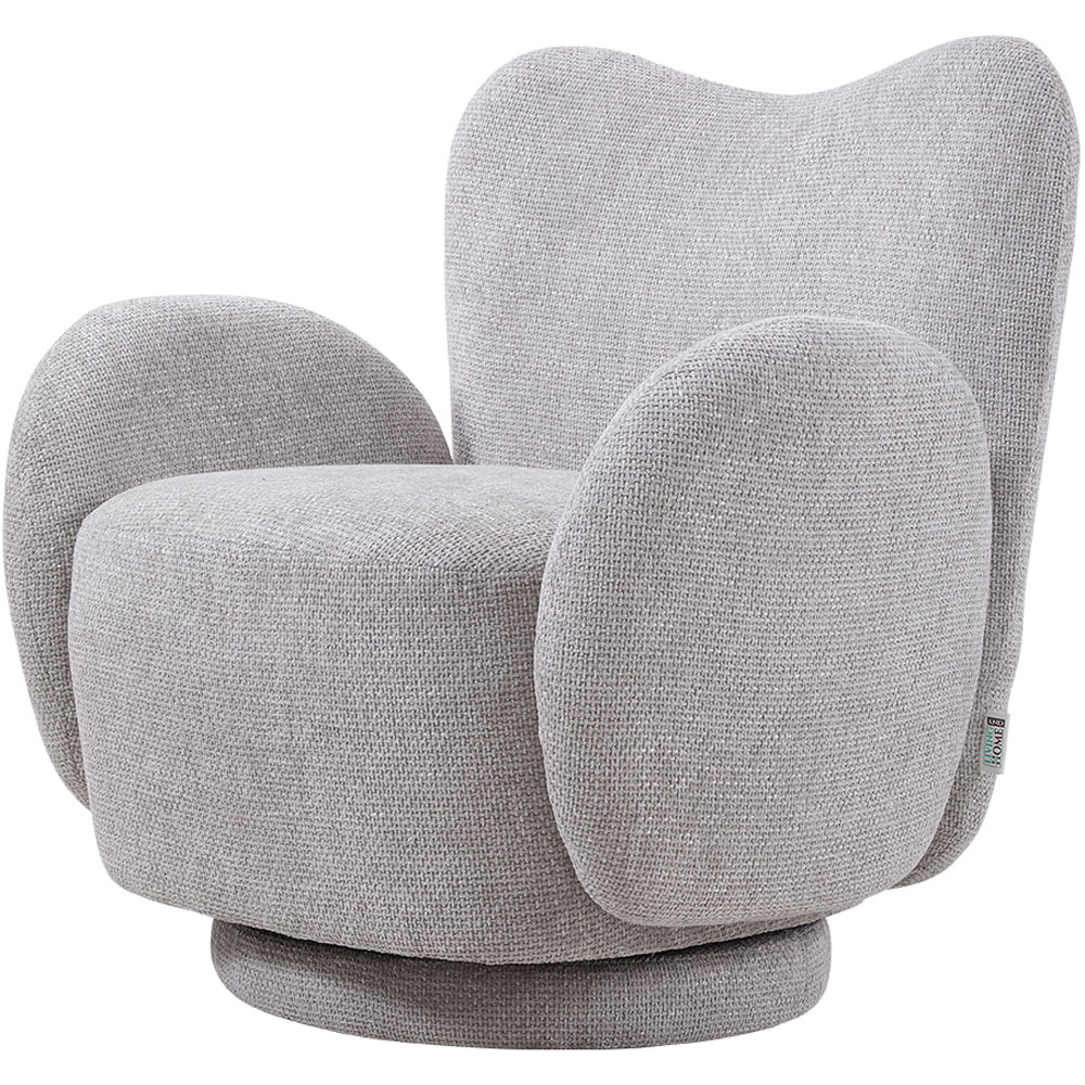 Living and Home Grey Chenille High Back Swivel Accent Chair Image 2