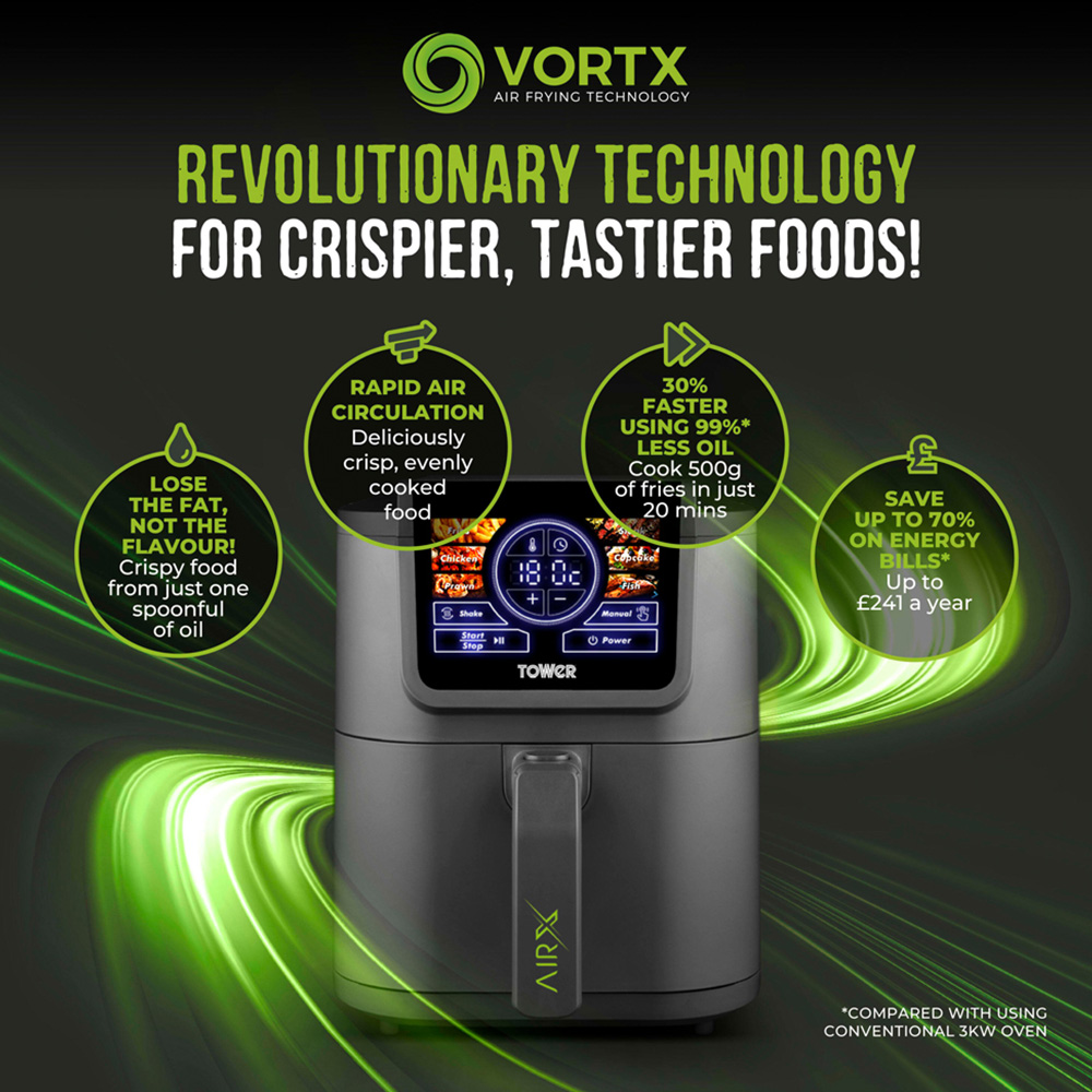 Tower AirX T17166 Grey Single Basket Air Fryer Digital Air Fryer 5L Image 5